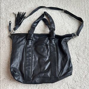 Black Leather Tote Bag